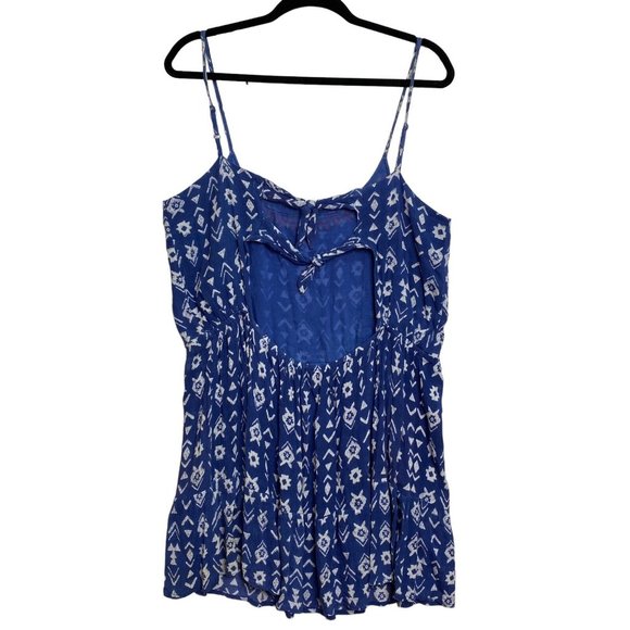 KIWI & PUNCH Blue Neon Embroidered Romper Casual Elastic Large Tie Back - Picture 3 of 7